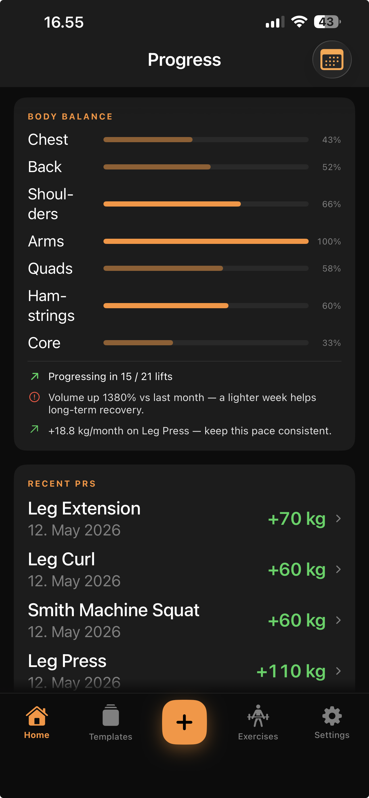 Drop body balance screen