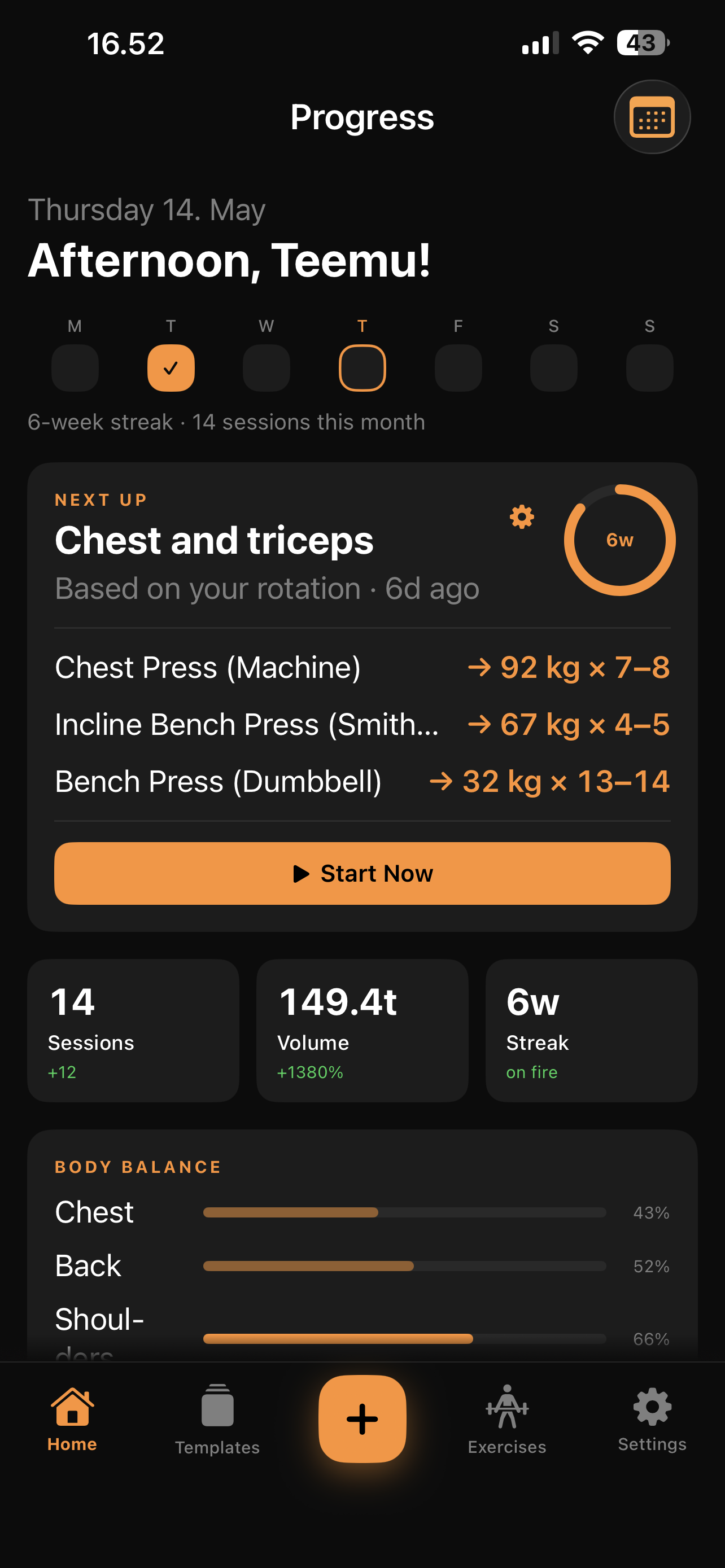 Drop start-workout / next-up screen